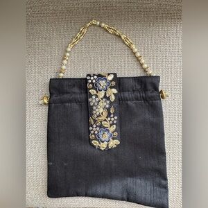 Embroidered Black and Gold Women's Bag